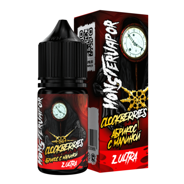 Жидкость MONSTERVAPOR ULTRA CLOCKBERRIES (абрикос с малиной) 30 мл 2% (20 мг/мл) - Купить с доставкой в Красногорске