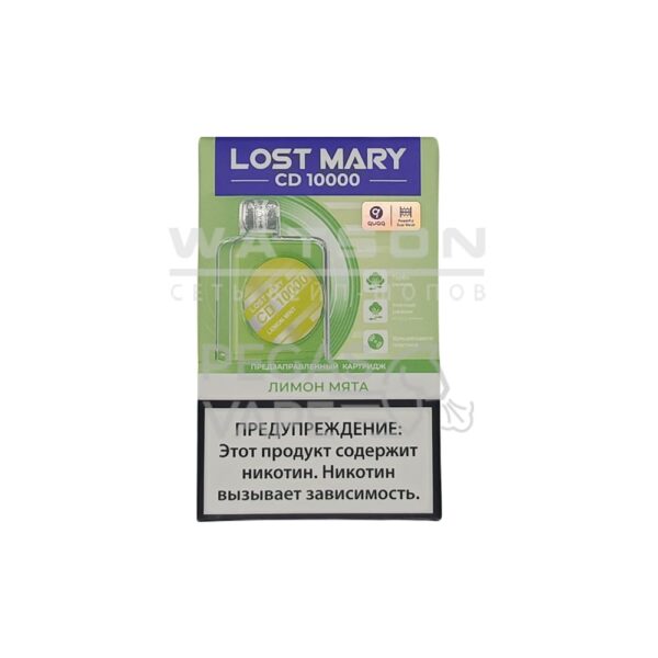 Картридж LOST MARY CD 10000 (Лимон мята) - Купить с доставкой в Красногорске