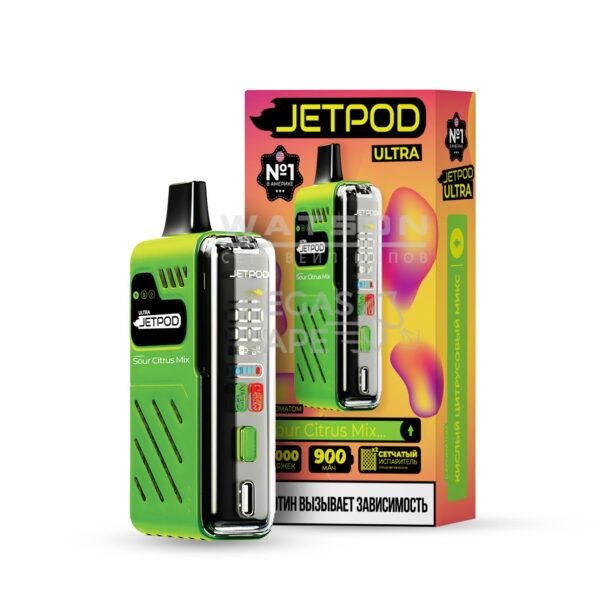 Электронная сигарета JETPOD ULTRA 14000 Sour citrus mix (Кислый цитрусовый микс) - Купить с доставкой в Красногорске