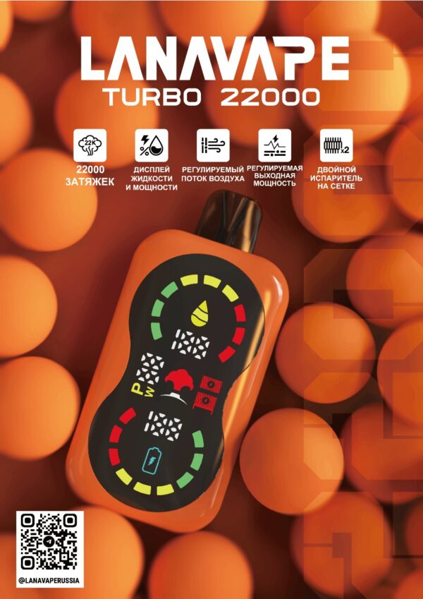по России в интернет-магазине SHERLOCK-TABAK|Электронная сигарета LANAVAPE TURBO 22000 (Персик манго арбуз) - Купить с доставкой в Красногорске